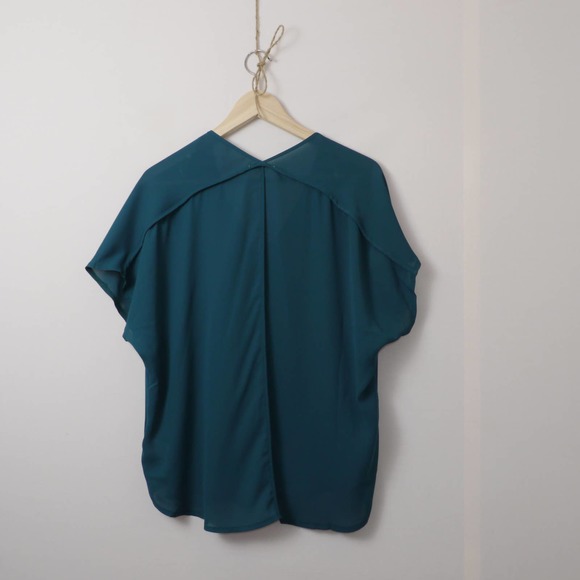 LUSH V-Neck Sheer Green/Blue Blouse Size S - Picture 3 of 7